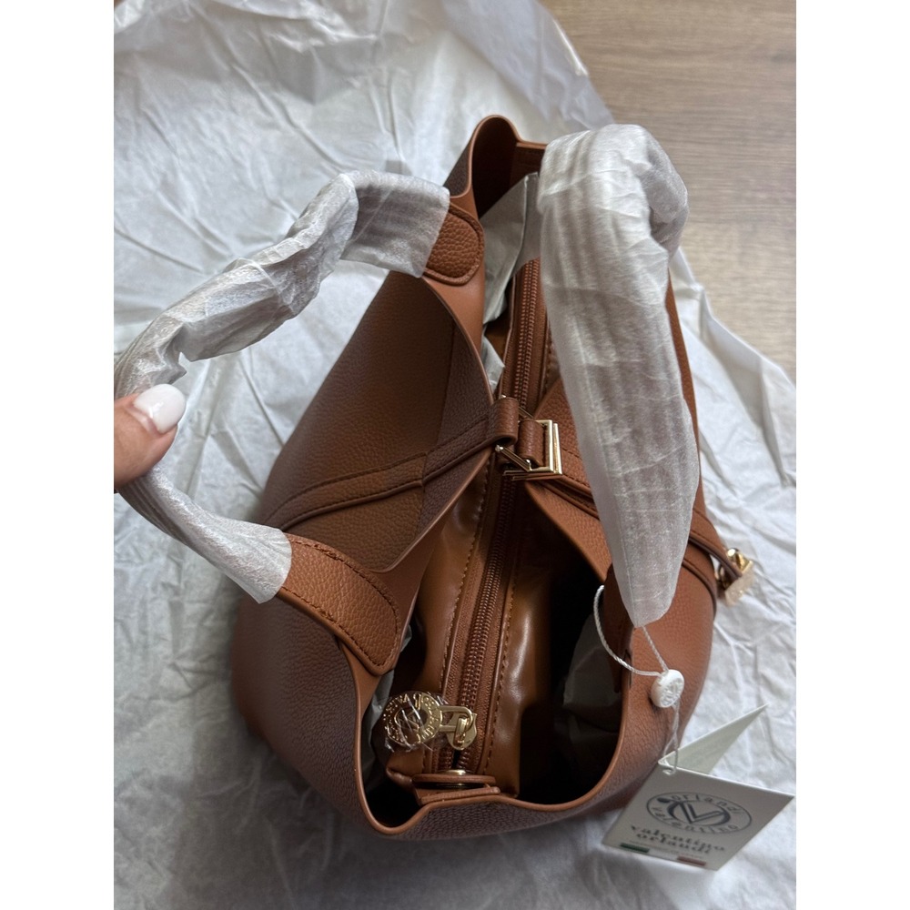Valentino Orlandi Milano Caramel Pebbled Leather Handbag VOSB-017 Gold Hardware - Picture 3 of 5